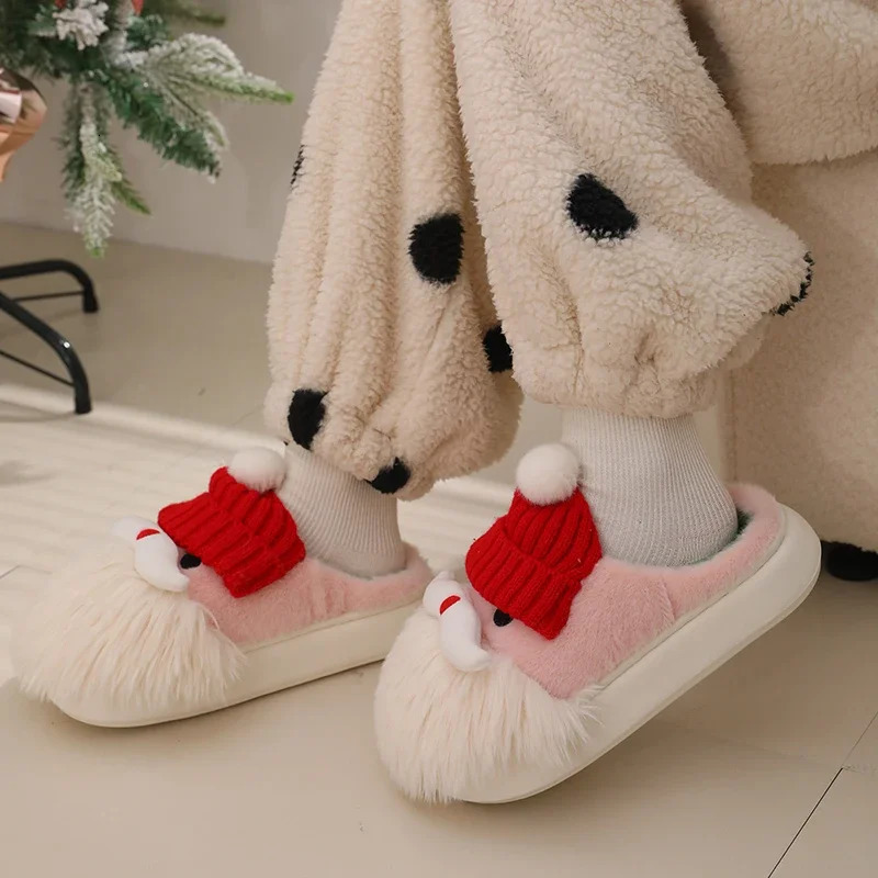Women Christmas Slippers Ladies Fall Winter Outdoor Cotton Non-slip Shoes Female Comfort Party Santa Claus Slipper 241126