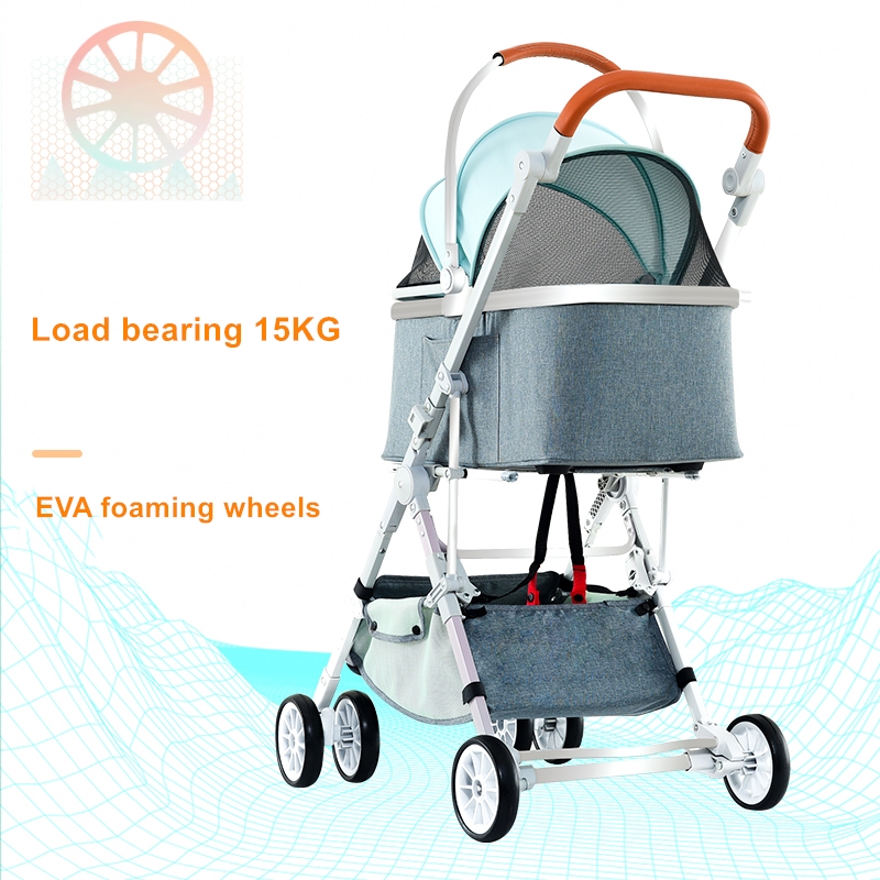 //Hot Sale Luxury 4 Wheels Folding Easy to Assemble Pet Trolley Dog Stroller Factory Price