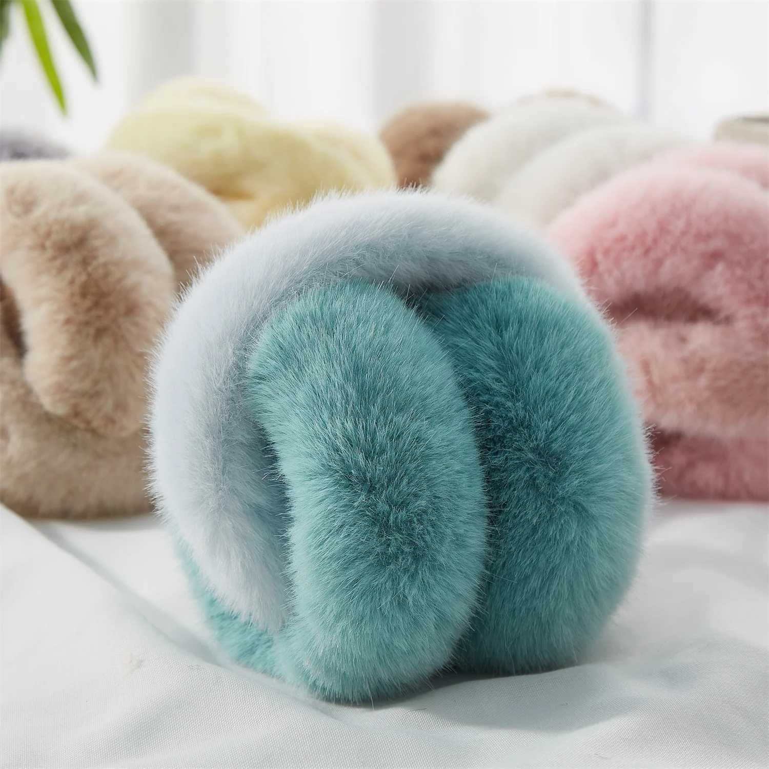 New Design Sky Blue Soft Earmuff Popular Man Woman Winter Outdoor Ski Accories Ear Muff Rabbit Fur Eardrum Christmas GiftXJ241126