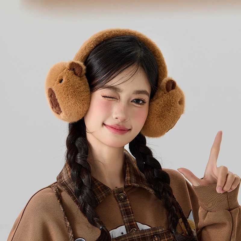 Cute Cybara Plush Earmuff for Women Ear Warmer Windproof Ear Protection Winter Earmuffs Warm Ear Cover Adults Folding EarflXJ241126