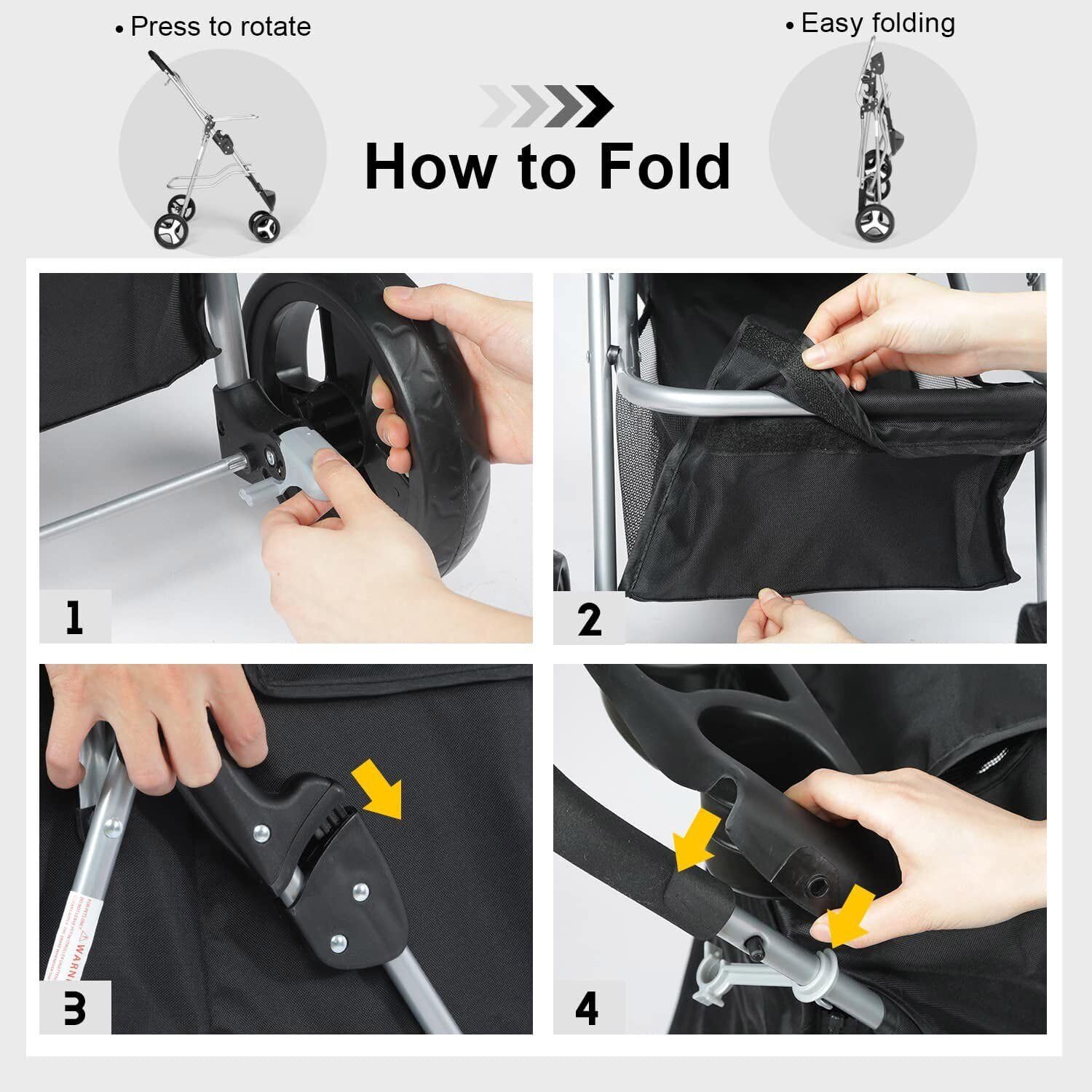 Dog Stroller Pet Trrolley for Small Medium Dogs Cats Foldable Dog Jogging Cage Travel Carrier with Cup Holder and Storage Basket