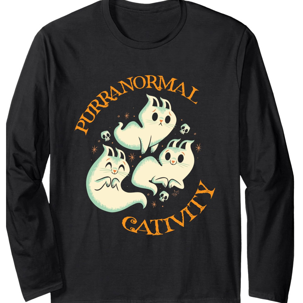 Long Sleeve Shirts for Men sweatshirt Purranormal Cativity Funny Halloween Costume Ghost Cats Gift Long Sleeve Streetwear Casual tops clothes