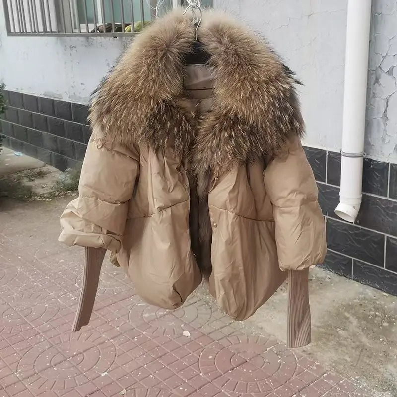 2024 Winter Real Fox Fur Collar White Duck Down Padded Jacket Regular Fashion Warm Big Fur Collar Womens Coat 241126