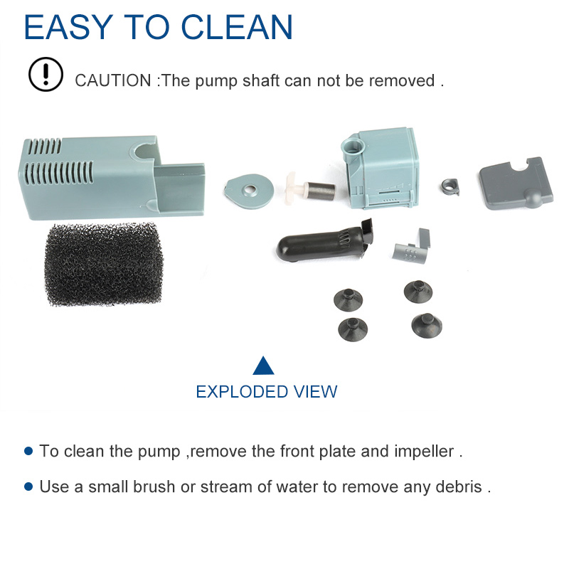 Heto 132GPH Submersible Pump(500L/H, 5W),1.64ft lift,aquarium pump,water pump for Fish Tank,Pond,Aquarium,Statuary,Hydroponics