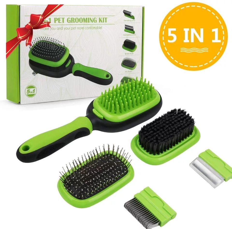 New Design 5 in 1 Pet Grooming Kit Dual Side Pet Grooming Brush Set for Dogs and Cats Dual