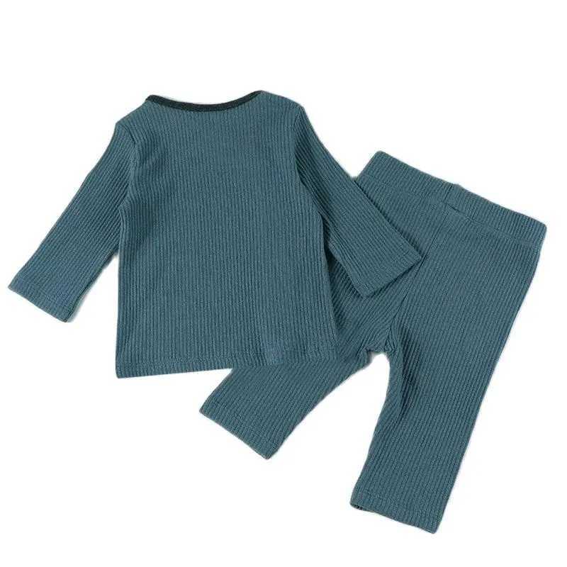 Clothing Sets Baby set top pants new fall autumn winter ribbed cotton family matching clothes boy girls clothing long sleeve side opening H241126