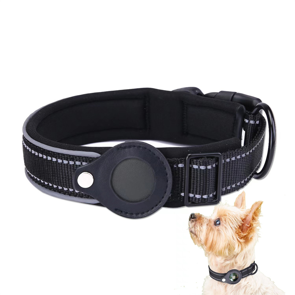Reflective Rechargeable Led Dog Collar With AirTag Holder Case Adjustable Walking Accessories Pet Collar