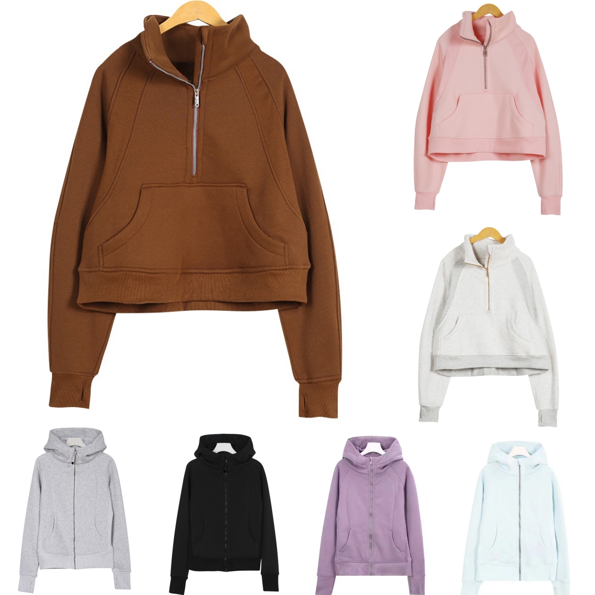 Hoodies Women Sport Hoodie Yoga Wear Sweatshirt Womens Hoodie Half Zip Sweatshirt Autumn Winter Thick Long-sleeved Sport Full Zip Hoodie Pullover Hoody Outwear