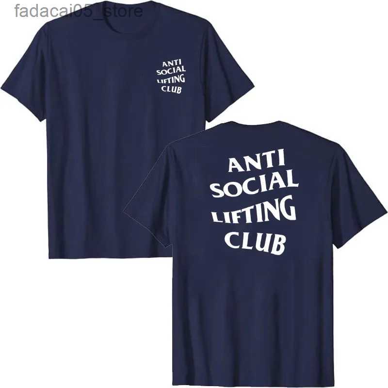 Men's T-Shirts Anti social promotion club T-shirt sports fitness letter printing Sayings graphic top basic short sleeved Q240425