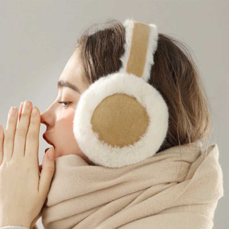 Autumn Winter Women Ear Muffs Suede Fabric Plush Fashion Soft Cold-proof Earmuffs Color Blocking Delicate Cute Warm HeadphonesXJ241126