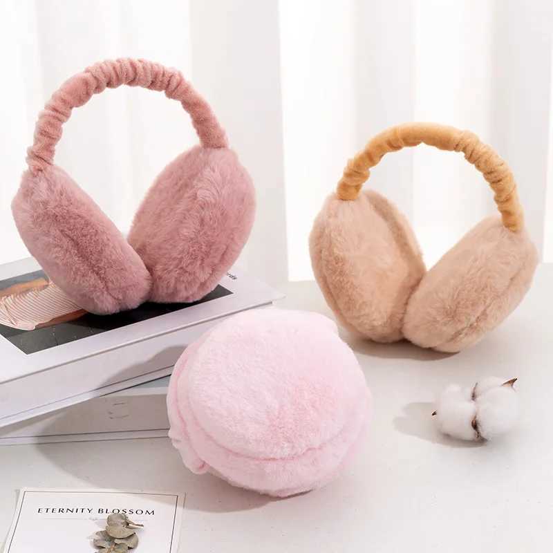 Hot selling Winter Plush Earmuffs for Womens Kids Outdoor Thicken Warm Cold Proof Soft Fluffy Cute Faux Fur Folding EarflXJ241126