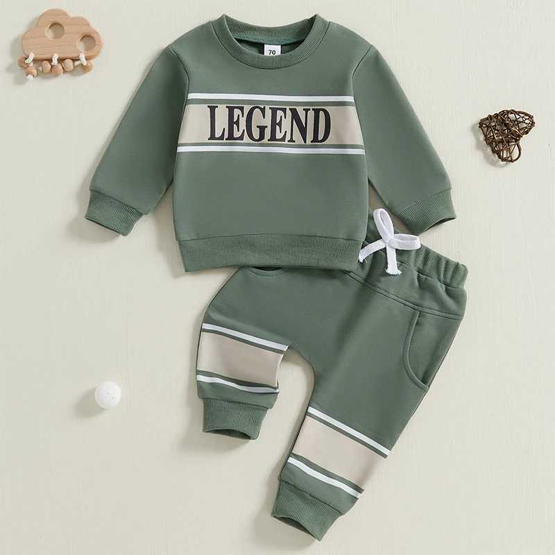 Clothing Sets Kids Baby Boys Autumn Tracksuits Casual Long Sleeve O Neck Letters Print Sweatshirt and Contrast Color Sweatpants Outfits H241126