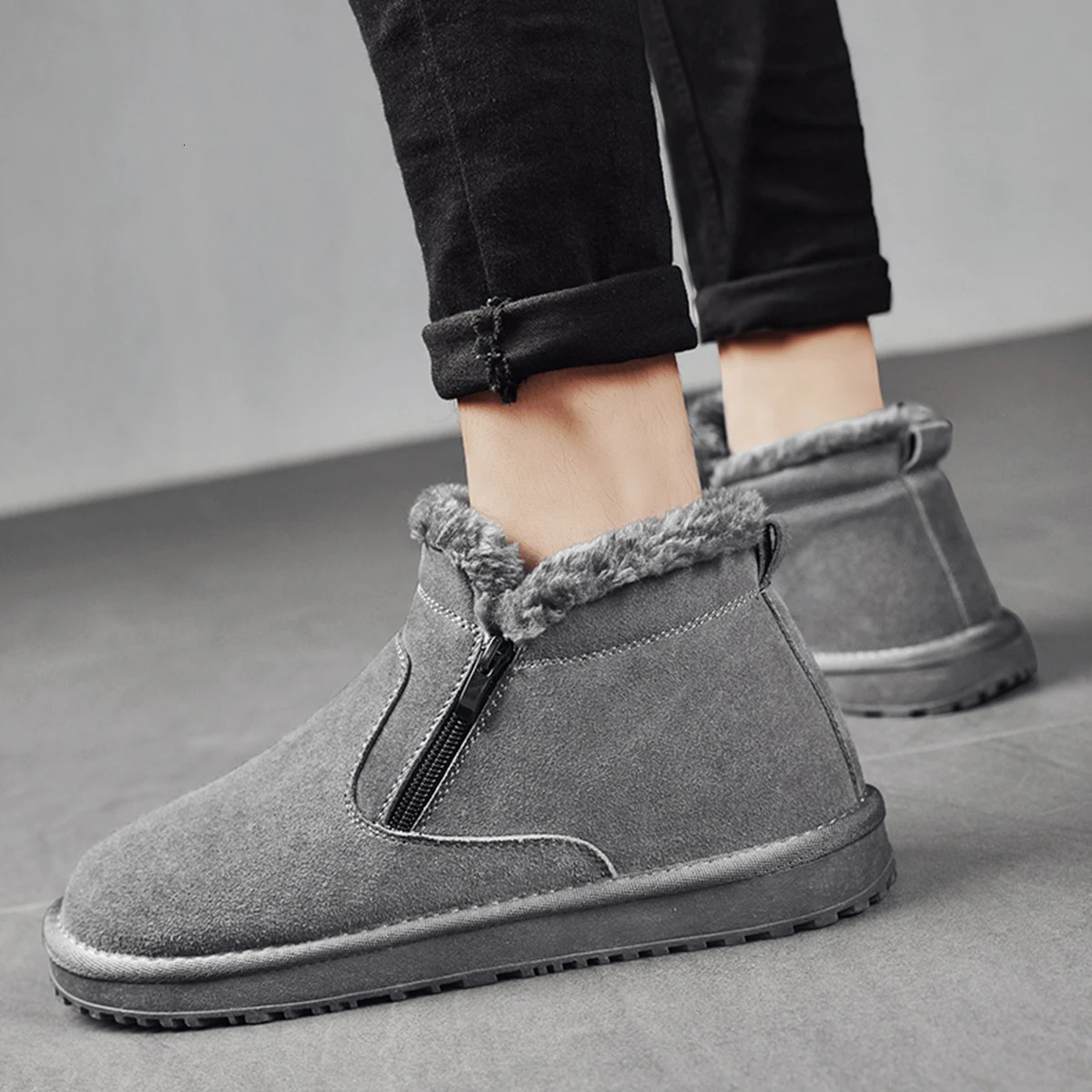 Winter snow boots Cotton shoes plus cashmere warm boots plus cotton mens shoes fashion shoes outdoor 241114
