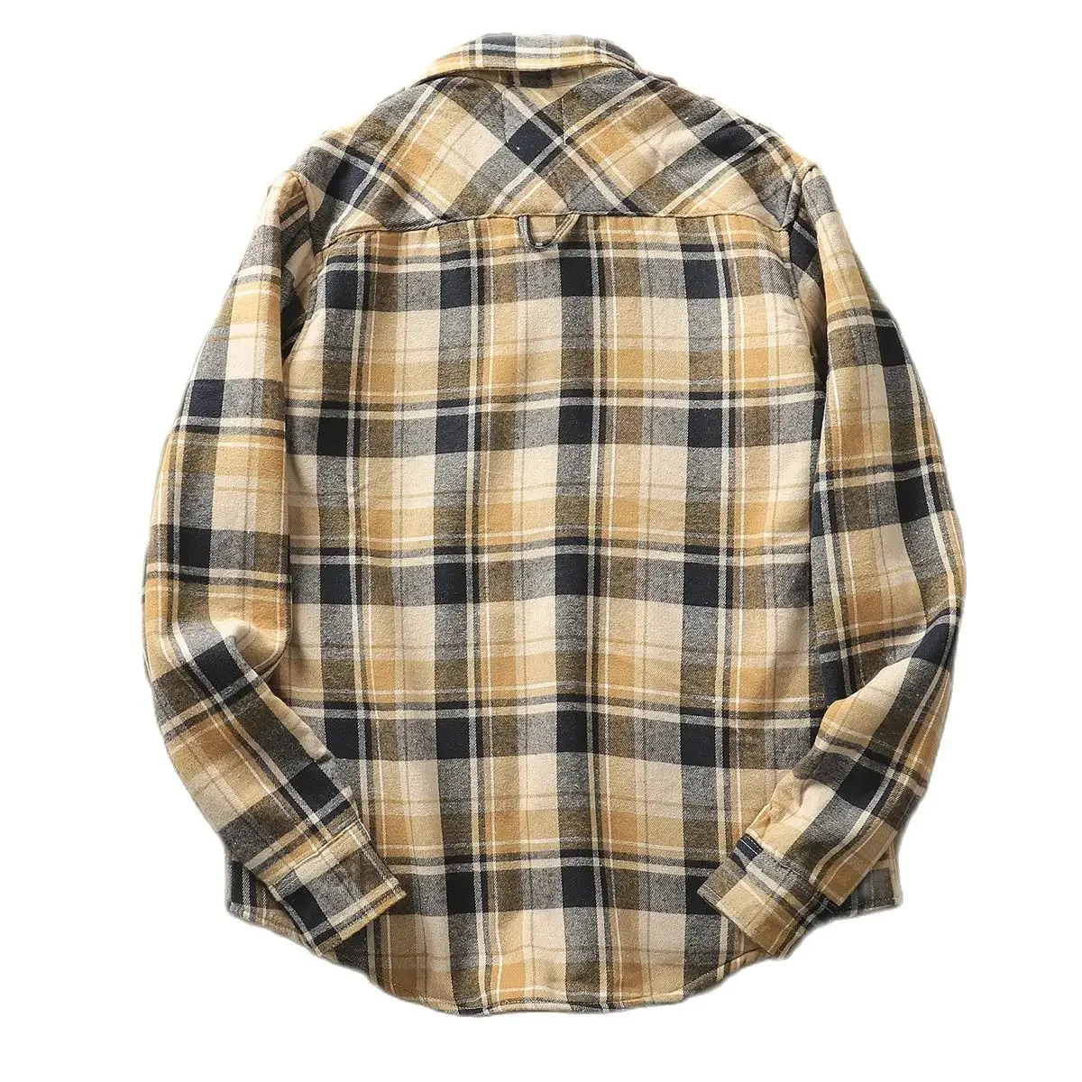 Winter plain woolen shirt jacket mens flannel warm jacket outdoor casual work Sherpa lining button retro shirt 241126