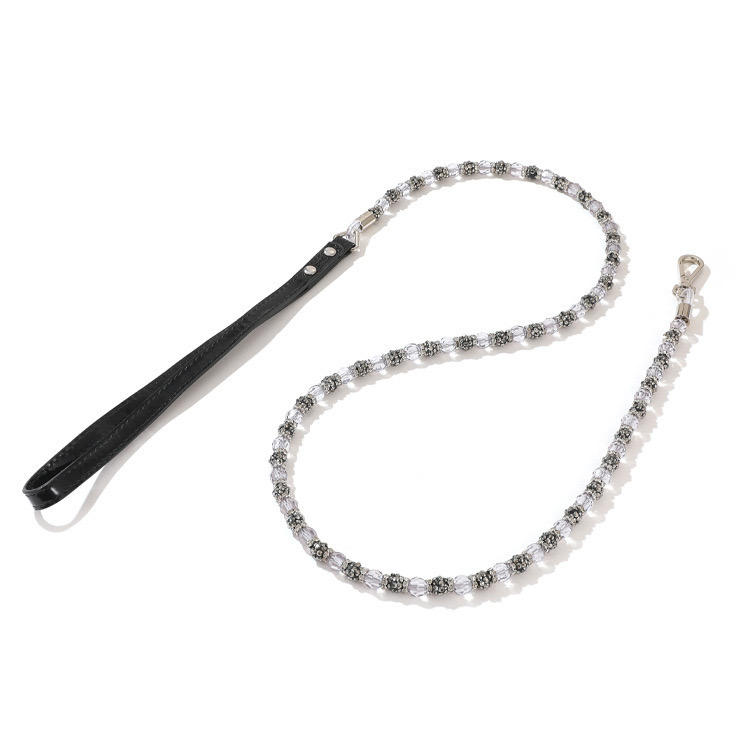 Designer Dog Collars Cat Collars Adjustable Pearl With Crystal Rhinestone Necklace PU Neck Strap For Small Dogs Accessories