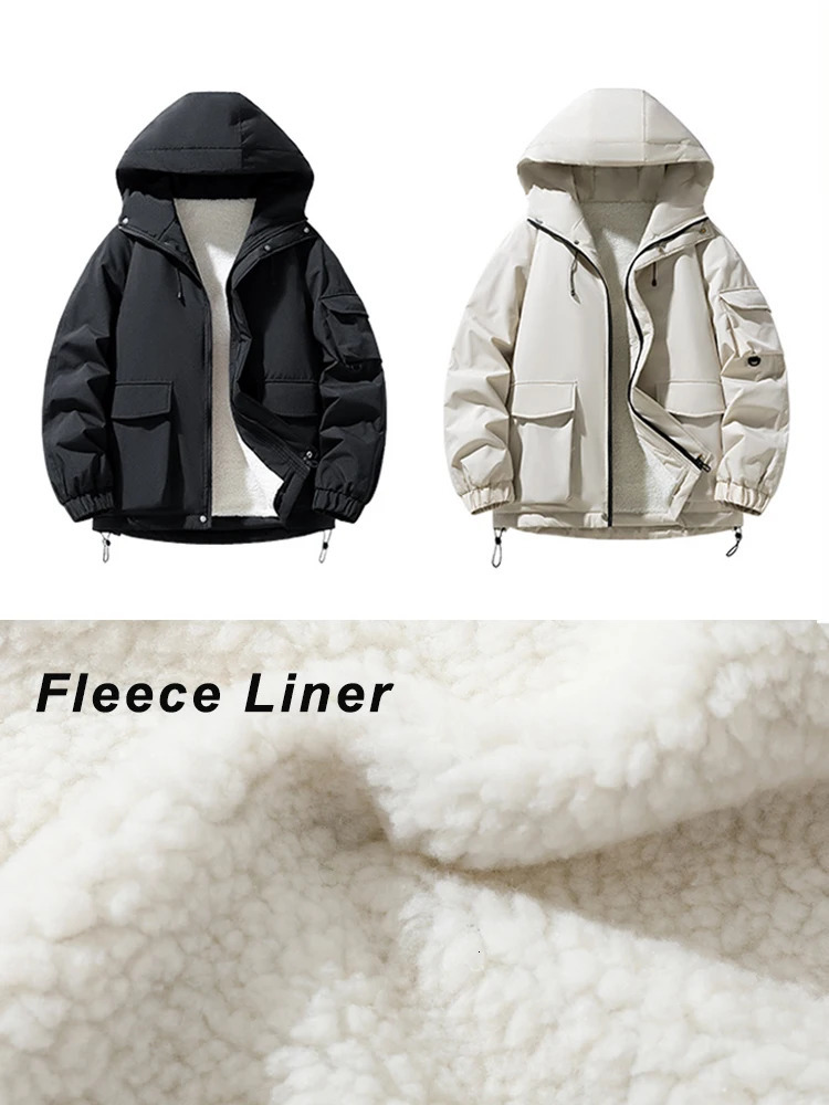 winter jacket mens wool lining thick warm Parka jacket hooded windproof machine Korean casual jacket Plus size 8XL 241121