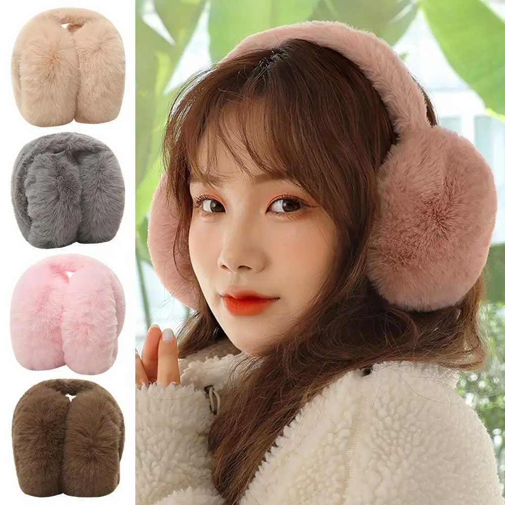 Portable Women Men Ear Warmer Faux Fur Ear-Muffs Foldable Earfls Winter Warm Soft Plush EarmuffsXJ241126