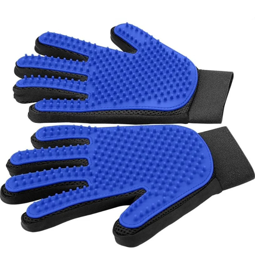 Qbellpet Hot Selling Pet Grooming Gentle Hair Remover Mitt Five Finger Design Left Right Hand Pet Deshedding Brush Glove