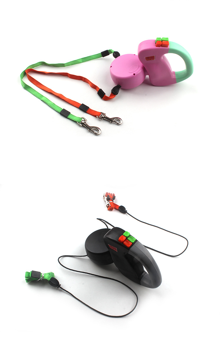 Automatic Telescopic Traction Rope One Pulling Two Heads Creative Dog Walking Rope Dog Chain Manufacturer Direct Sales Pet Leash