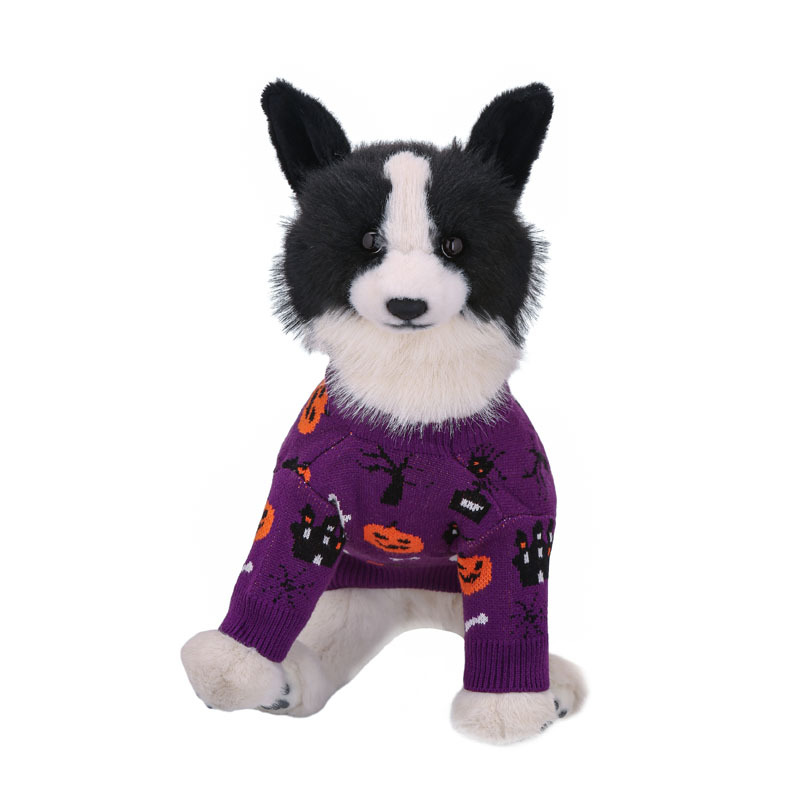 Winter Warm Soft Halloween pet clothes purple Knit pullover Sweater