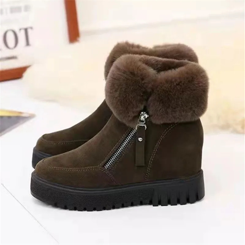 Winter Waterproof Plush Fur Ankle Boots Women Fur Zipper Warm Snow Boots Non-slip Cotton Boots for Women Bota Feminina 241114
