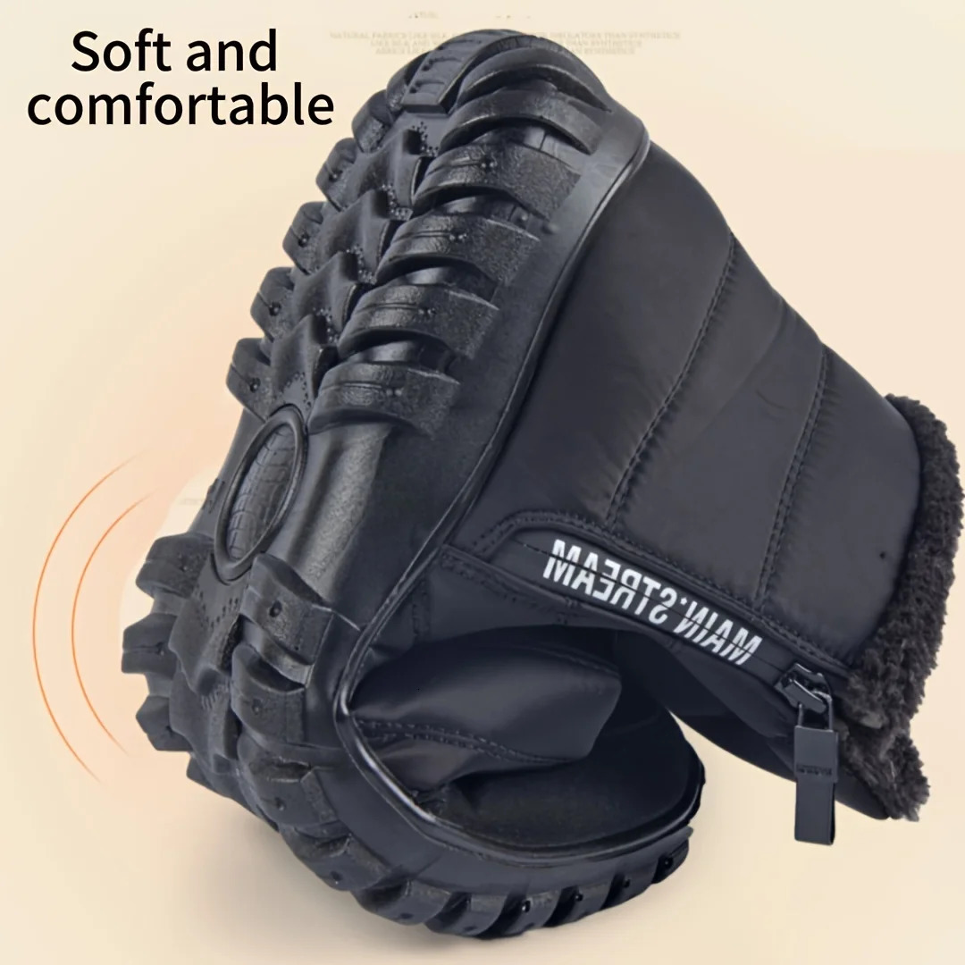 Mens waterproof warm cotton zipper snow collar boots winter warm and smooth thick plush boots waterproof snow boots 241126