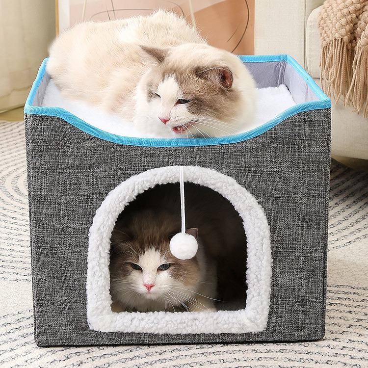 Linen Home Pet Bed for Cats and Dogs