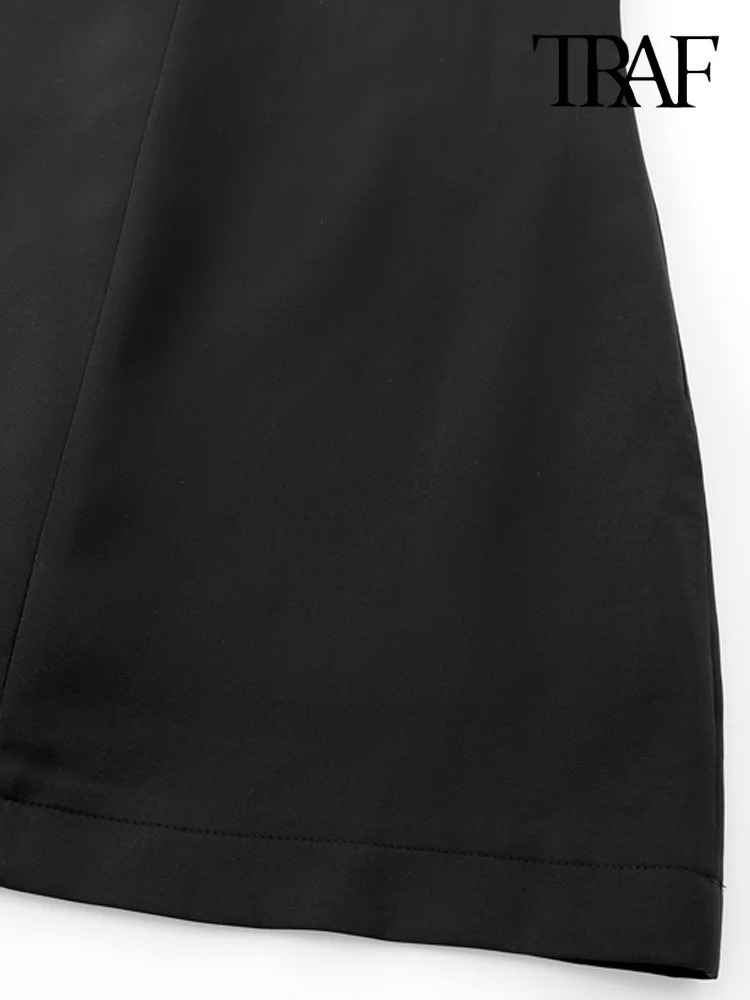 TRAF Womens Comparison Velvet Bow Mini Dress Straight Neck Back Zipper Womens Dress Sexy and Fashionable 241125