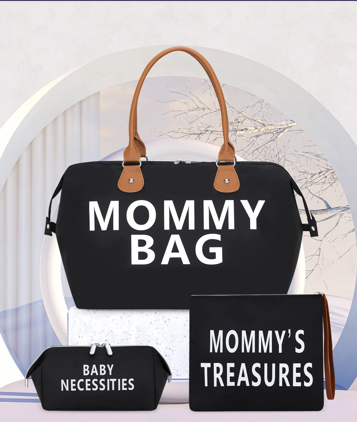 Travel bag mommy bag three piece set shoulder bag handbag tote bag dry and wet separation 241126