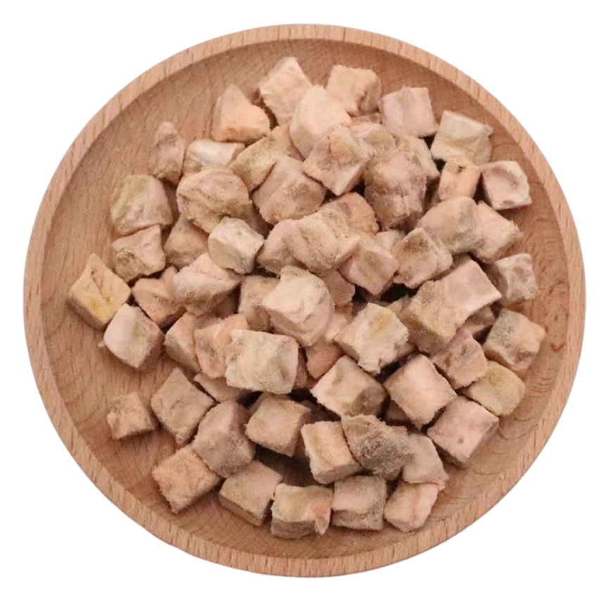 Freeze-dried salmon pellets are naturally delicious as a pet snack