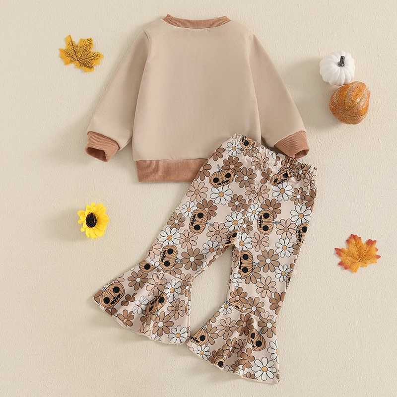 Clothing Sets Baby Girl Halloween Outfits Long Sleeve Embroidery Sweatshirt Flare Pants Set Infant Clothes H241126