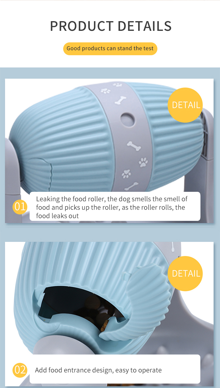 Custom wholesale Adjustable Height IQ Puzzle Training Dog Slow Feeder Cat Rotating Leakage Roller Toy Pet Food Dispenser Bowl