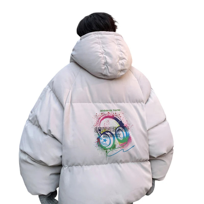 Winter bread jacket mens winter fashion warm mens park as a large headwear printed mens cotton coat oversized mens clothing 241121