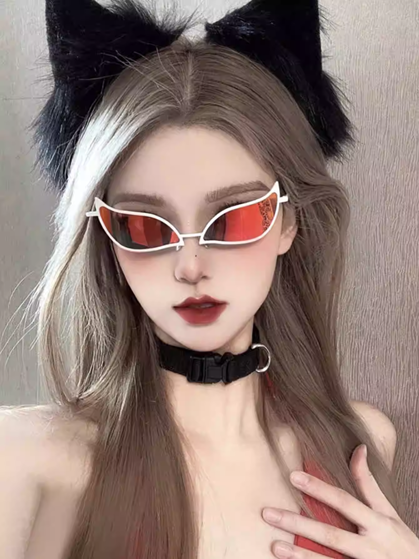 Women's Fashion Large Irregular Frame Plastic Full Rim Glasses Dovetail Glasses for Travelling and Photo Taking
