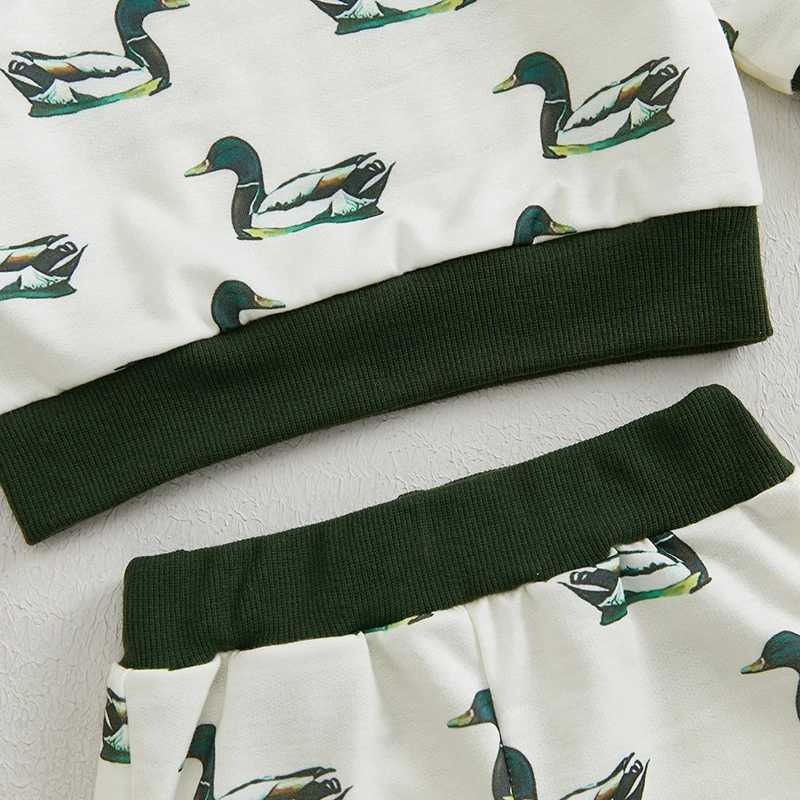 Clothing Sets Cute Baby Outfit Set with Duck Print Sweatshirt and Long Pants in Contrast Color - Adorable Toddler Clothing Ensemble H241126