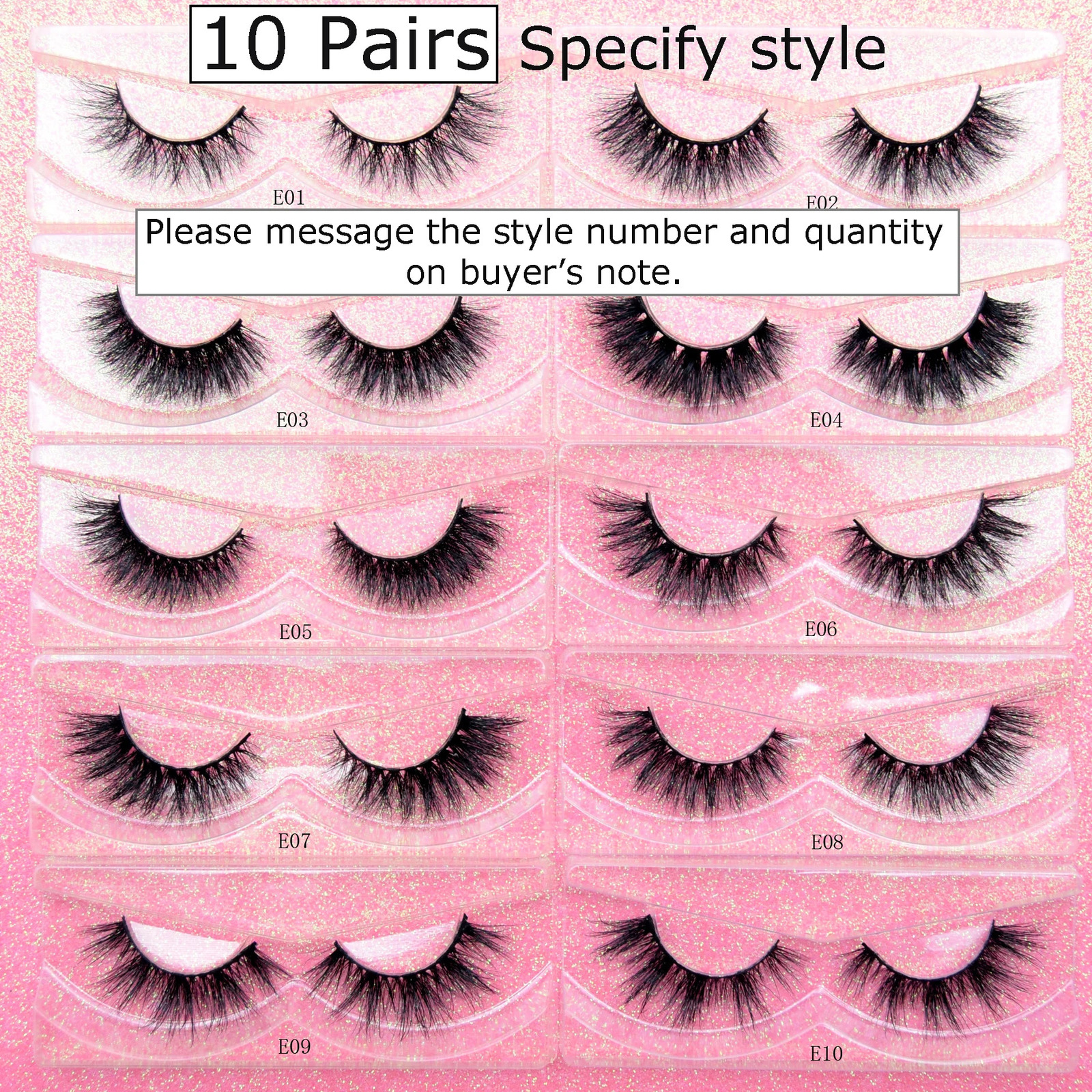 Visofree 10 Pairs/Lot 3D Mink Lashes Natural Long Wispy Thick False Eyelashes Maquillaje Reusable Eyelashes Set Wholesale E11 241125
