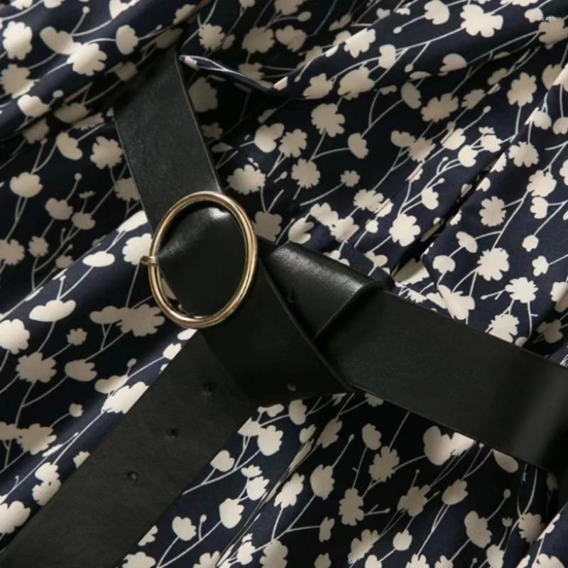 Casual Dresses Elegant For Women Polyester Printing Lace-up O-neck Fashion Club Party Summer