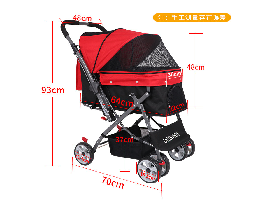 Portable Pet Trolley One-key Folding Detachable Handcart Cat Teddy Dog Utility Cart Stroller