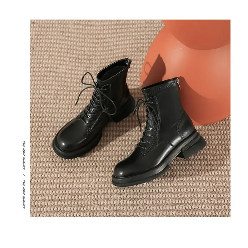In the autumn and winter of 2025 the fashion trend of thick soles all match thick heel elastic thin Martin boots for women 241114