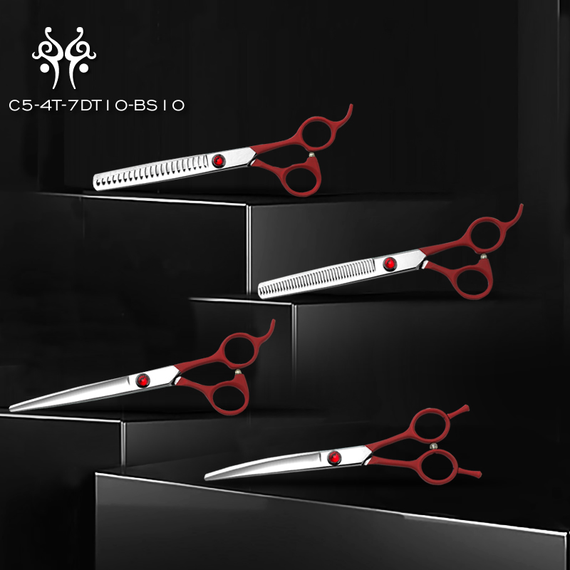 Hot Selling 7.0 Inch Stainless Steel Multi-Color Pet Grooming Scissors Sets For Dogs & Cats