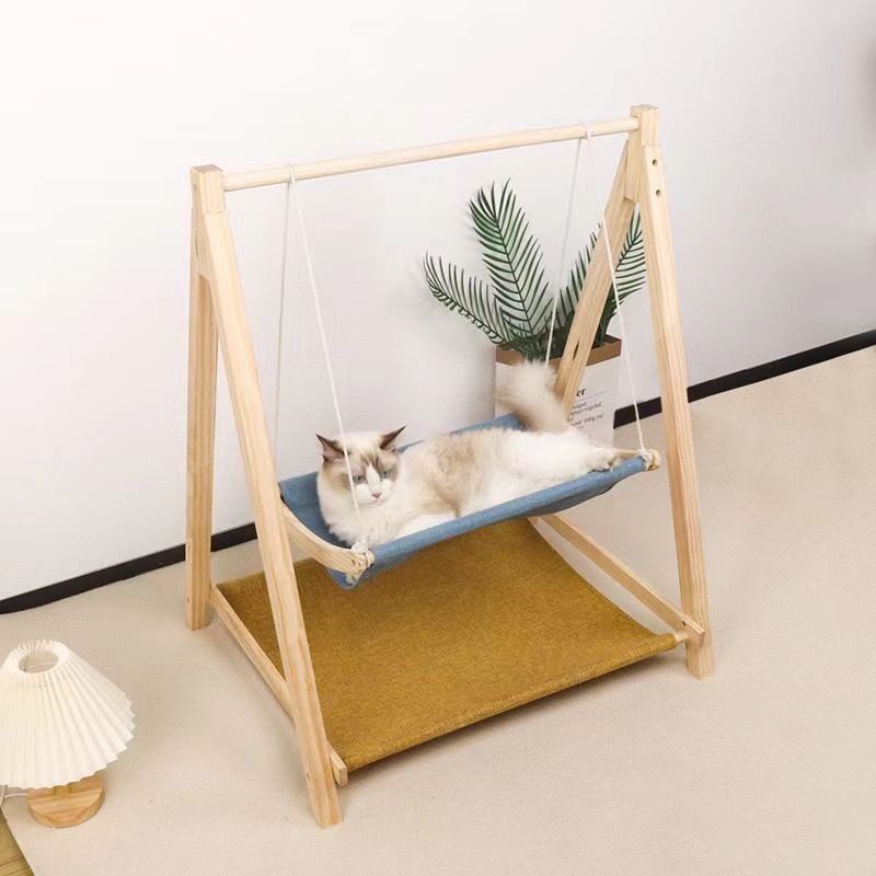 Wooden hanging cat litter breathable cat bed can be cleaned hammock swing hanging pet supplies