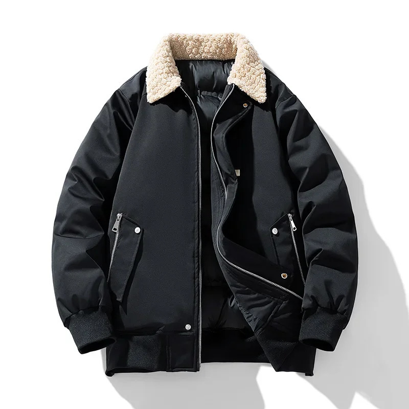 Leisure Thick Warm Mens Park Outdoor Comfortable Windproof Coat Fashion Collar Mens Jacket Winter Edition 241121