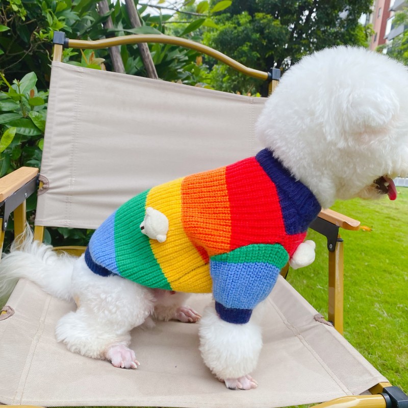 Pet autumn and winter thick warm knitted sweater for dogs and cats small and medium-sized colorful knitted clothes for pet