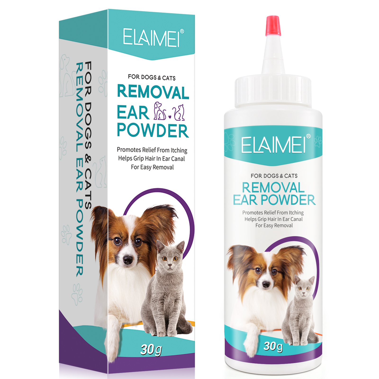 ELAIMEI Professional Dog Cat Pet Ear Cleaning Ear Washing Powder To Remove Ear Hair
