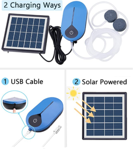 Drop shipping Solar Air Pump Kit Battery Backup with Air Hoses for Pond Aerator Bubble Oxygenator Fish tank