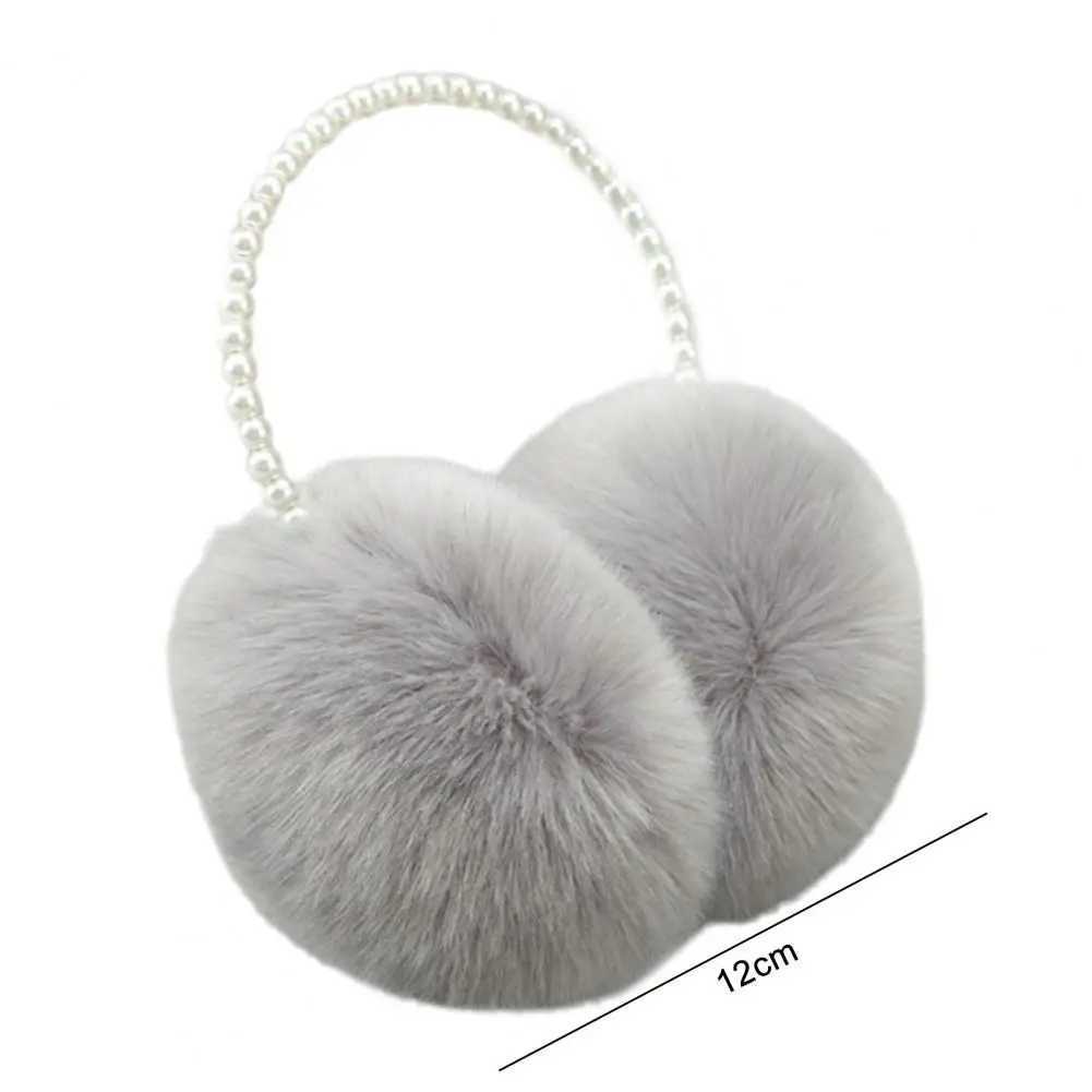 Autumn and Winter Womens Earrings Solid Color Imitation Pearl Decoration Artificial Rabbit Fur Plush Earrings Warm and Anti Slip Lightweight Earrings 