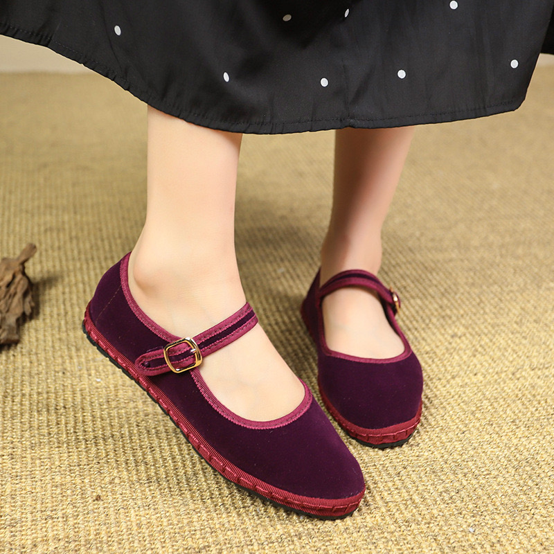 Elegant Mary Janes Flats Women Black Buckle Strap Shallow Casual Ballet Shoes Ladies Spring Autumn Canvas Loafers 240906