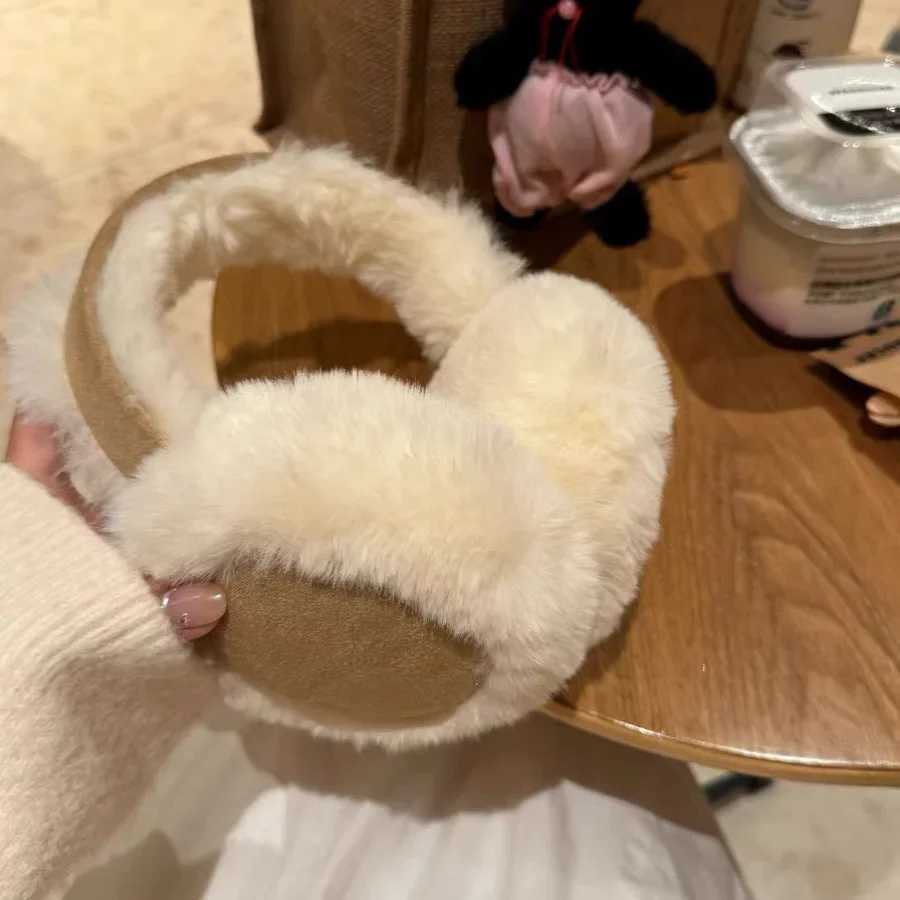 Fashion Plush Ear Muffs Foldable Thicken Wool Ear Cover for Women Men Winter Warm Suede Earfl Outdoor Cold Protection EarmuffsXJ241126