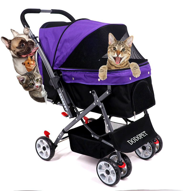 Pet Stroller For Dogs Cats Animal Trolley Travel Foldable Ride Wheels Pet Cart