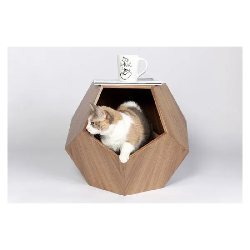 2024 New Wholesale Wooden Pet Houses Furniture High Quality Wooden Pet Furniture Geometric Pet Cave